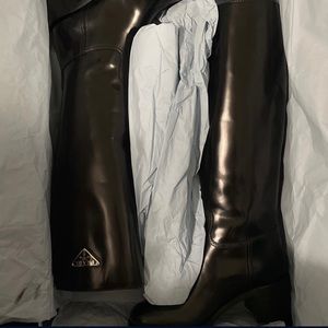 Black Prada Boots. Below the knee length. Authentic purchased from Saks in ATL